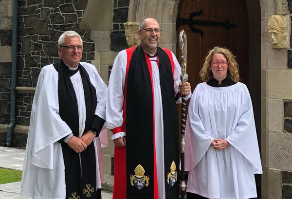 Bishop George Davison preached at the 175th anniversary service in St James' Parish Church, Ramoan. He is pictured with the rector, the Rev David Ferguson and Ordinand Mrs Shona Bell.